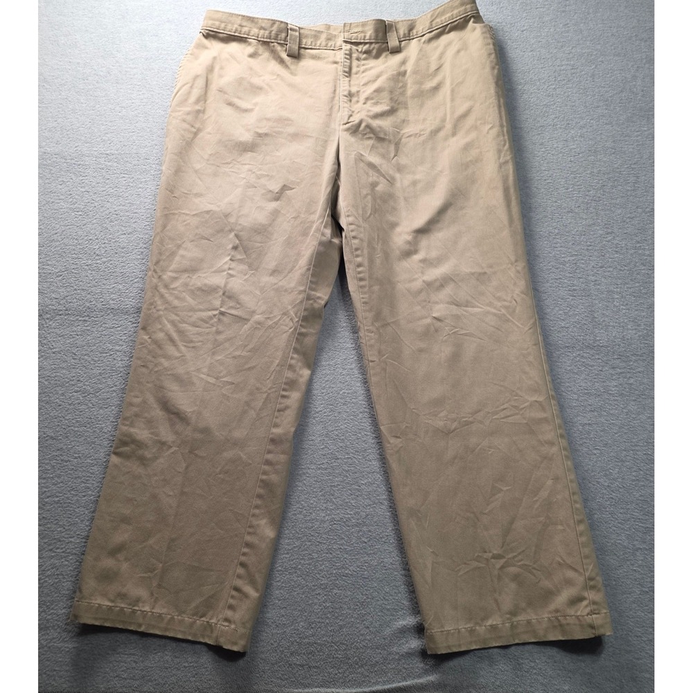 Chino Pants Mens Khaki Size 42x30 Beige Straight Leg Cotton Casual Workwear